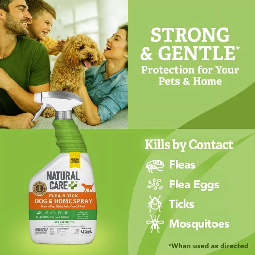 Natural Flea & Tick Repellent Spray for Dogs & Home – 32oz Plant-Based Protection