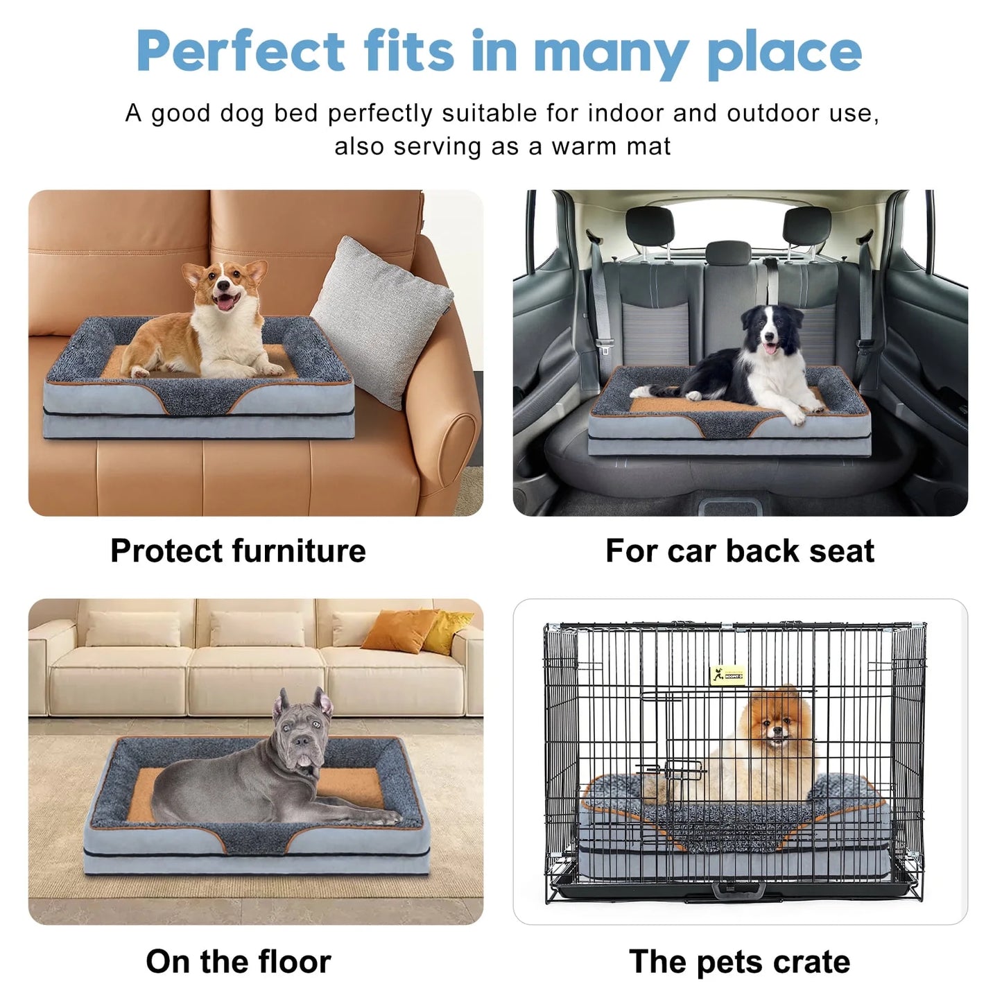 Orthopedic Dog Bed – Supportive Sofa Couch for Small, Medium & Large Dogs with Washable Cover