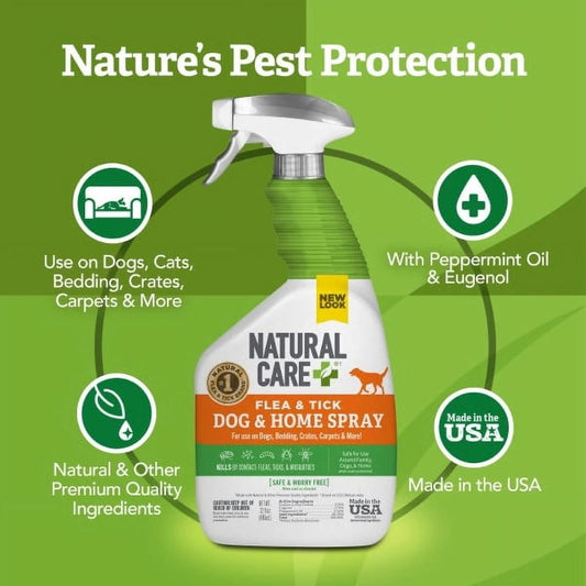 Natural Flea & Tick Repellent Spray for Dogs & Home – 32oz Plant-Based Protection