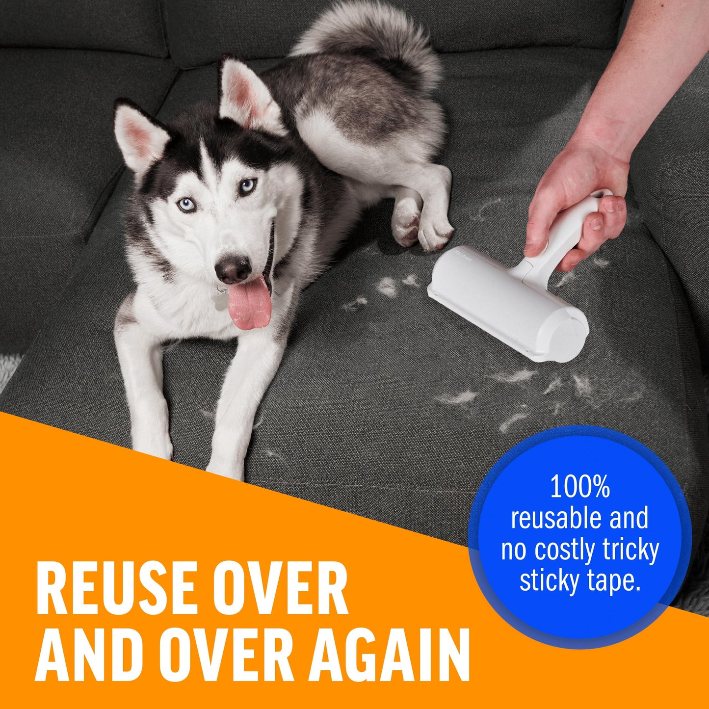 Roller – Reusable Pet Hair Remover for Dogs & Cats | Lint Roller for Furniture, Couch, Carpet, Bedding & Clothing