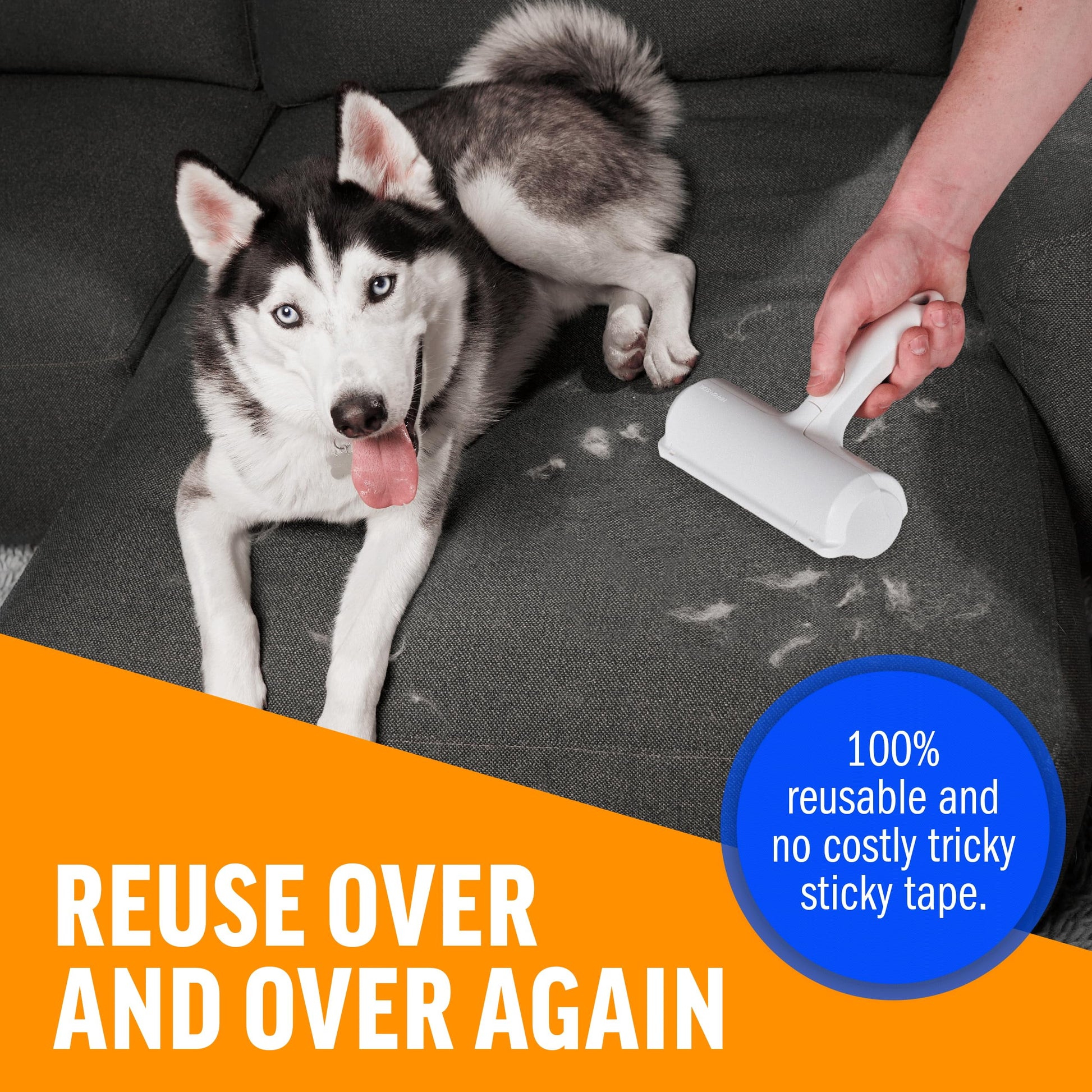 Roller – Reusable Pet Hair Remover for Dogs & Cats | Lint Roller for Furniture, Couch, Carpet, Bedding & Clothing