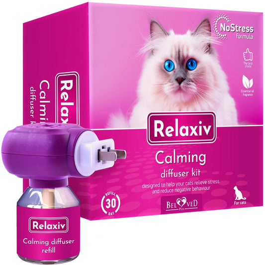Relaxiv Natural Calming Pheromone Diffuser – Anti-Anxiety & Stress Relief for Cats & Dogs, Long-Lasting Formula