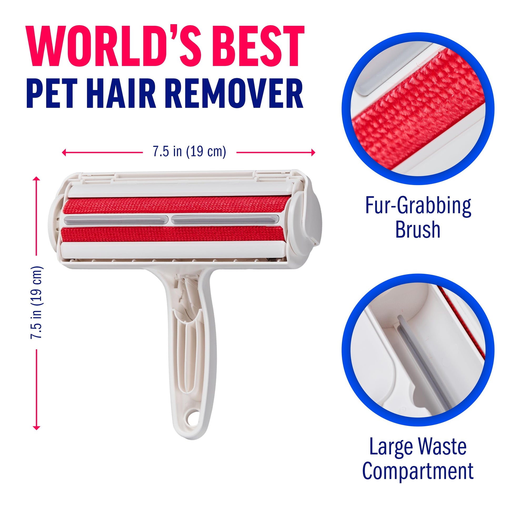 Roller – Reusable Pet Hair Remover for Dogs & Cats | Lint Roller for Furniture, Couch, Carpet, Bedding & Clothing