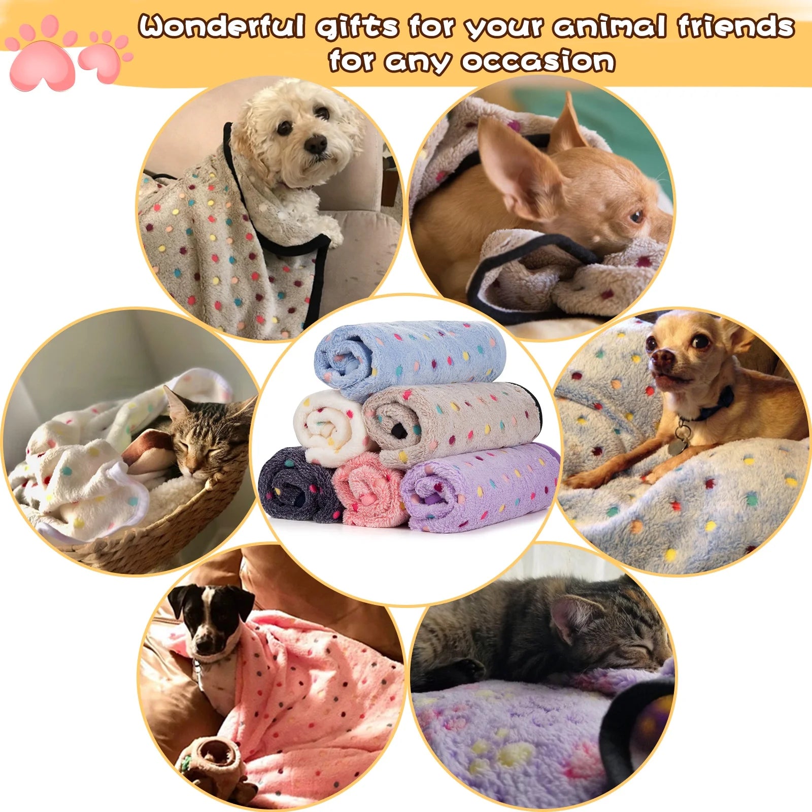 2-Pack Pet Blanket – Soft Cozy Small Dog & Cat Blanket, Gray